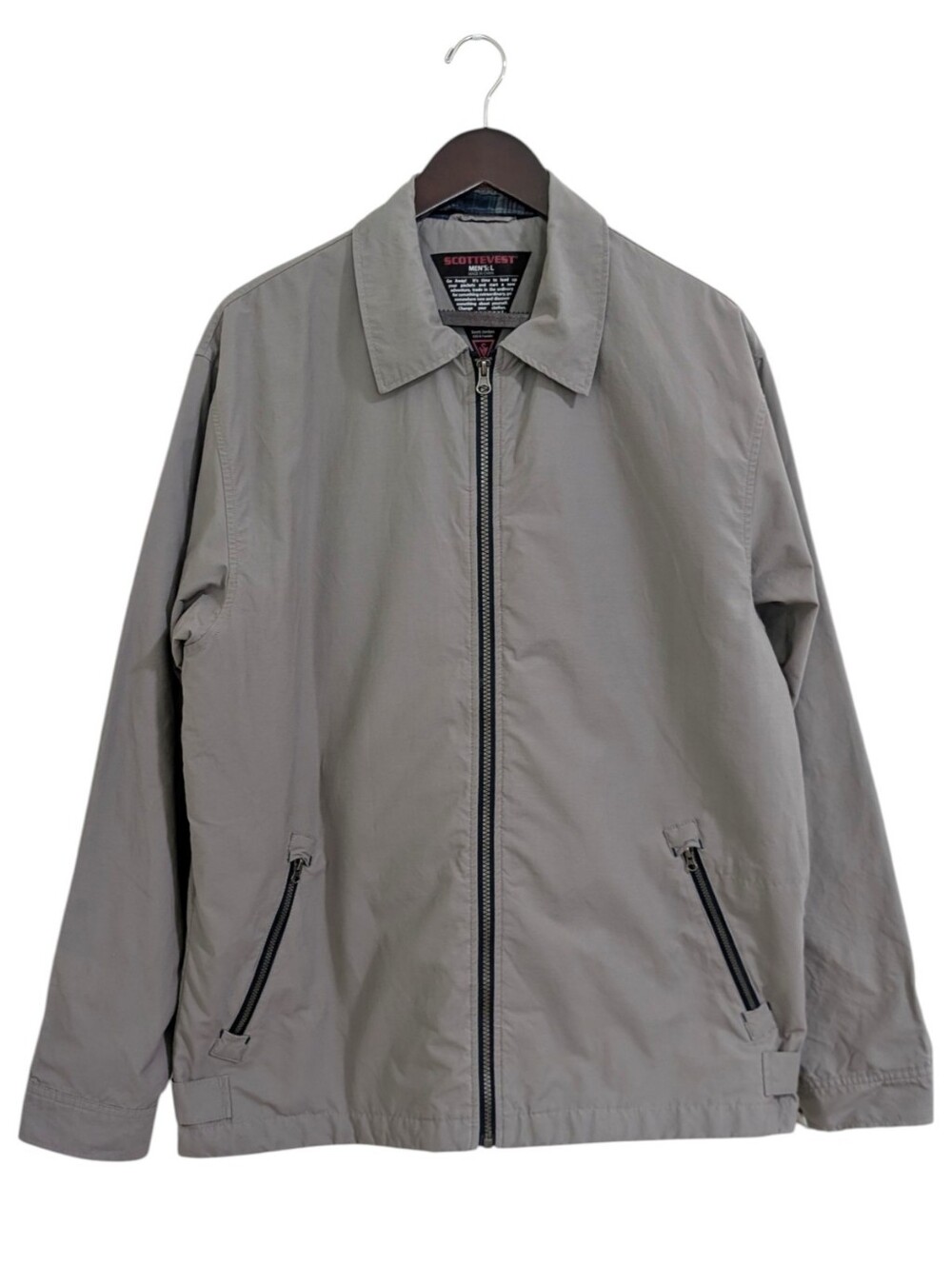 SCOTTEVEST Men's Grey TEC Travel Jacket Size L Multi-Pocket Utility Techwear